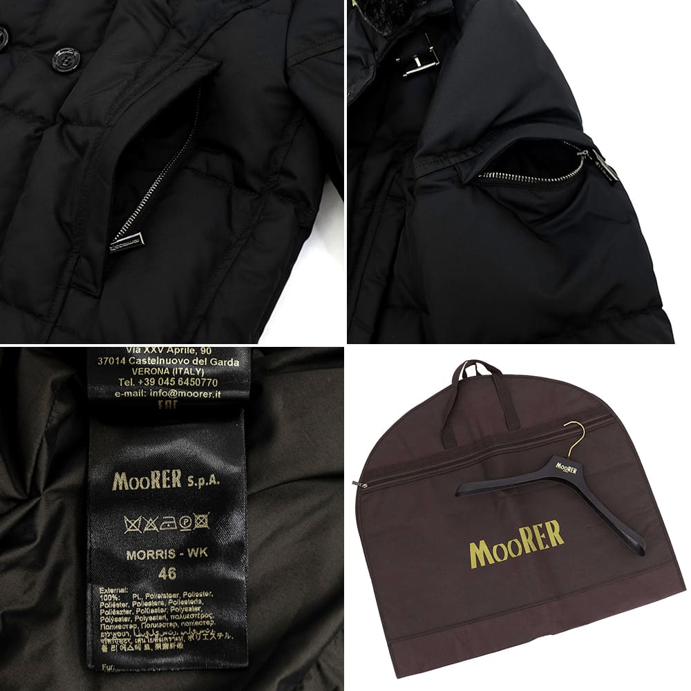 ムーレー ダウン メンズ 撥水ポリエステル ダブルブレスト セミロング