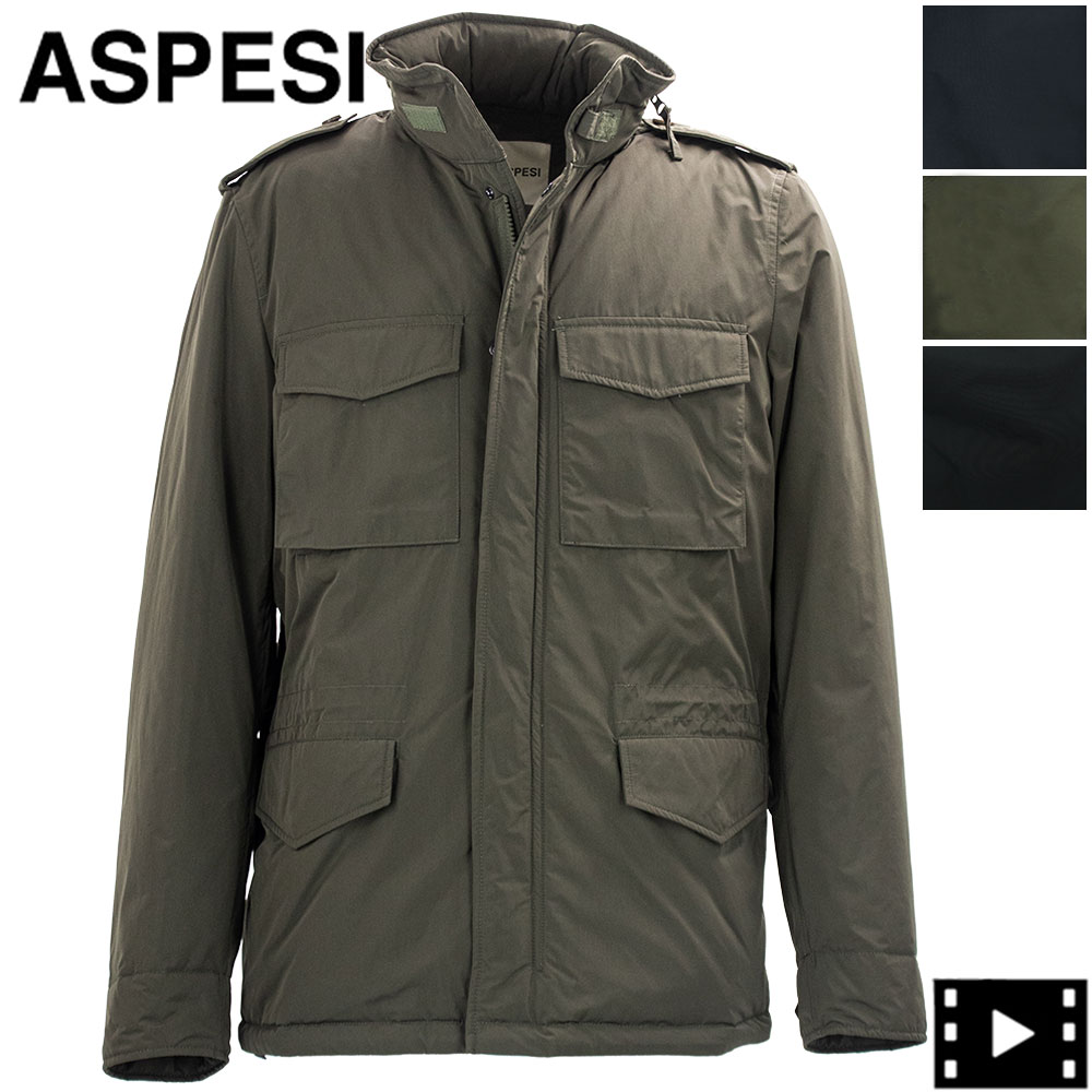 アスペジ ブルゾン メンズ 中綿 パデッド 防水 フィールドジャケット M-65型 ASPESI MINIFIELD VENTO ASP 4I2I17G703 秋冬新作