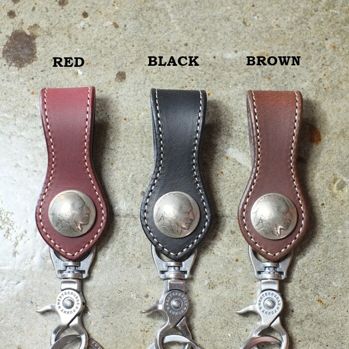 FUNNY LEATHER MAKERS ベルトループキーホルダー コンチョ カービングレザー ベルトループ キーホルダー 本革 コンチョ付き