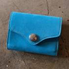 FUNNY ファニー【COSMO】シルキースエード≪TURQUOISE≫ ターコイズ コスモ ミドルウォレット ミニウォレット カウハイド 日本製