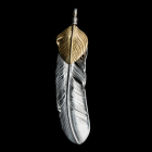MOTOR NEW VINTAGE ⡼FT-02LۡFEATHER PENDANT (18K GOLD ACCENT) ۢLARGEե() MOTO LEATHER 