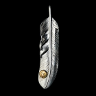 MOTOR NEW VINTAGE ⡼FT-03RۡFEATHER PENDANT (18K GOLD ACCENT) ۢLARGE K18᥿ե() MOTO LEATHER 