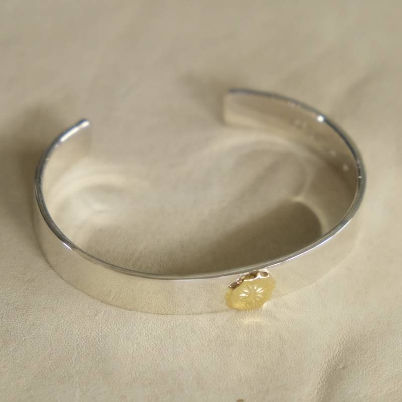 motoシルバーk18付バングル MOTOR NEW VINTAGE モーター【BG-02】【FLAT BANGLE (18K GOLD ACCENT