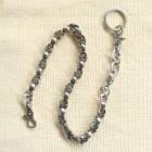 FUNNYファニー【SE-1】【WALLET CHAIN】≪Wリング 付属≫ ウォレットチェーン 純銀メッキ ブラス 全長47cm コマ数31