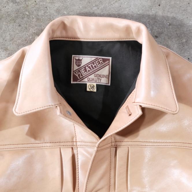 値下げ！BALMAIN ベージュ レザージャケット L.L. Y'2 LEATHER ワイツーレザー【KB-140-T】【PERSIMMON TANNIN DYED