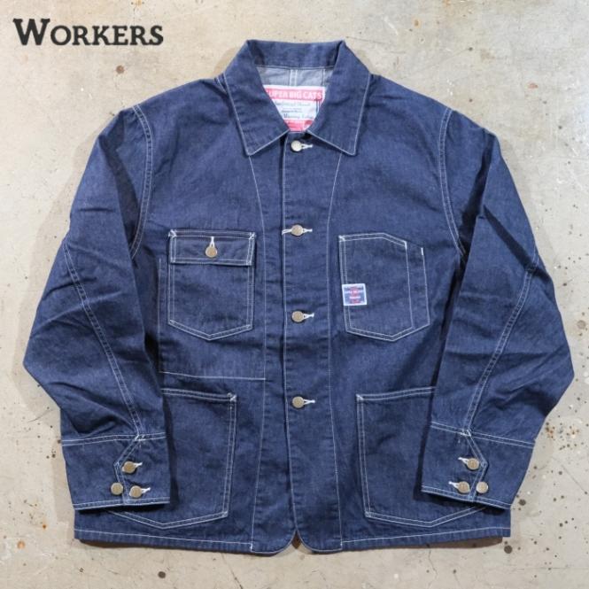 Workers ワーカーズ SUPER BIG CAT デニムカバーオール 38 Workers/ワーカーズ 『SUPER BIG CAT Jacket/スーパービックキャット