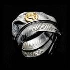 MOTOR NEW VINTAGE ⡼RG-01ۡKAZEKIRI FEATHER RING (18K GOLD ACCENT) K18᥿ڤե MOTO LEATHER 