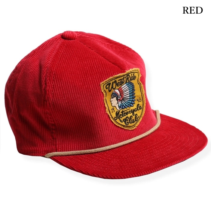 WESTRIDE コーデュロイ ベースボールキャップ レッド WESTRIDE ウエストライド【BB CAP5】≪WAPPEN 1948 INDIAN≫ ベース