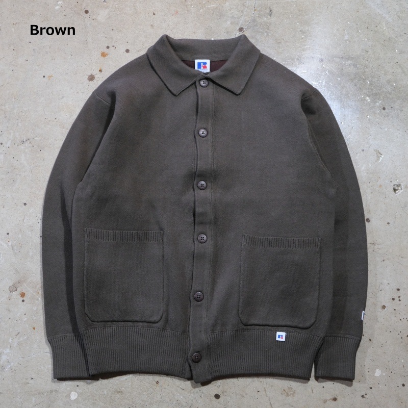 ラッセル　グレーのスウェットカーディガン RUSSELL ATHLETIC ラッセルアスレチック【Sweat-Like Smooth Knit