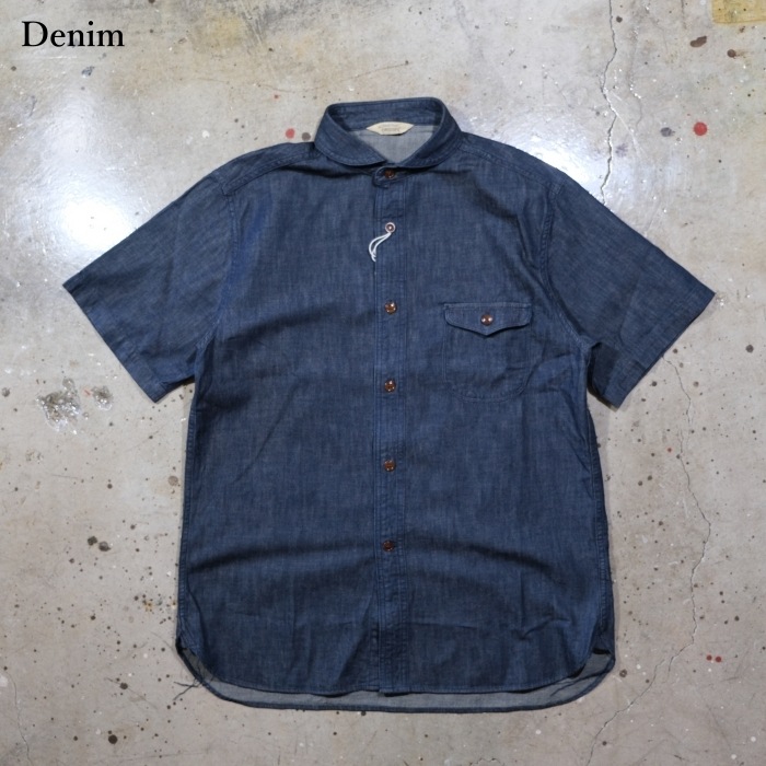ORGUEIL ���륲�����OR-5107�ۡ�Denim Shawl Collar Short Sleeve Shirt�ۥǥ˥ॷ�硼�륫�顼����ĥ��硼�ȥ��꡼�� Ⱦµ ���åȥ�100% ������