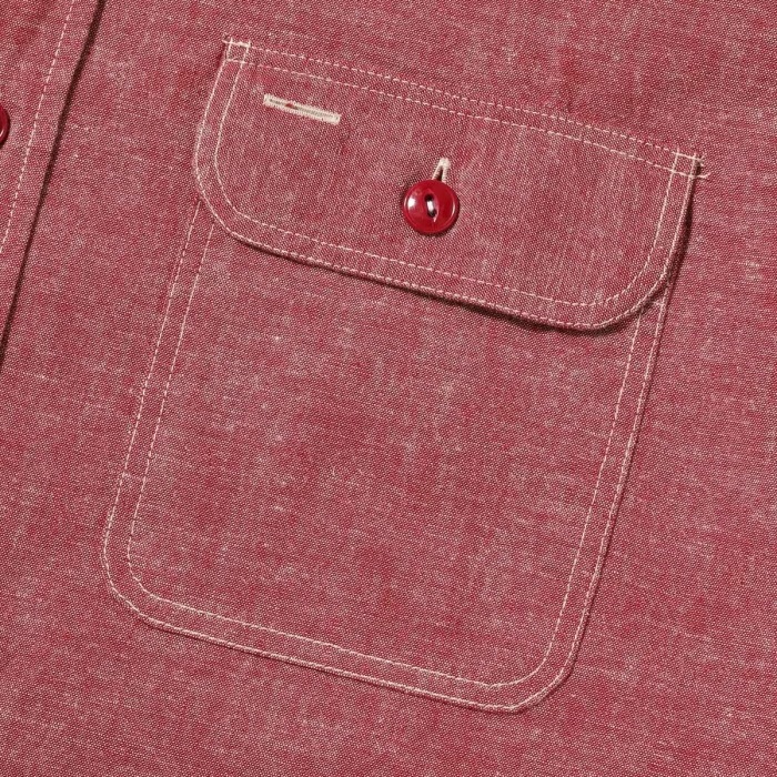 SUGAR CANE ���奬�������� ��SC39703�ۡ�RED CHAMBRAY WORK SHIRT (SHORT SLEEVE) ��Ⱦµ�������� �����֥졼���� ���ܿ˴���˥������ ������ COTTON100%