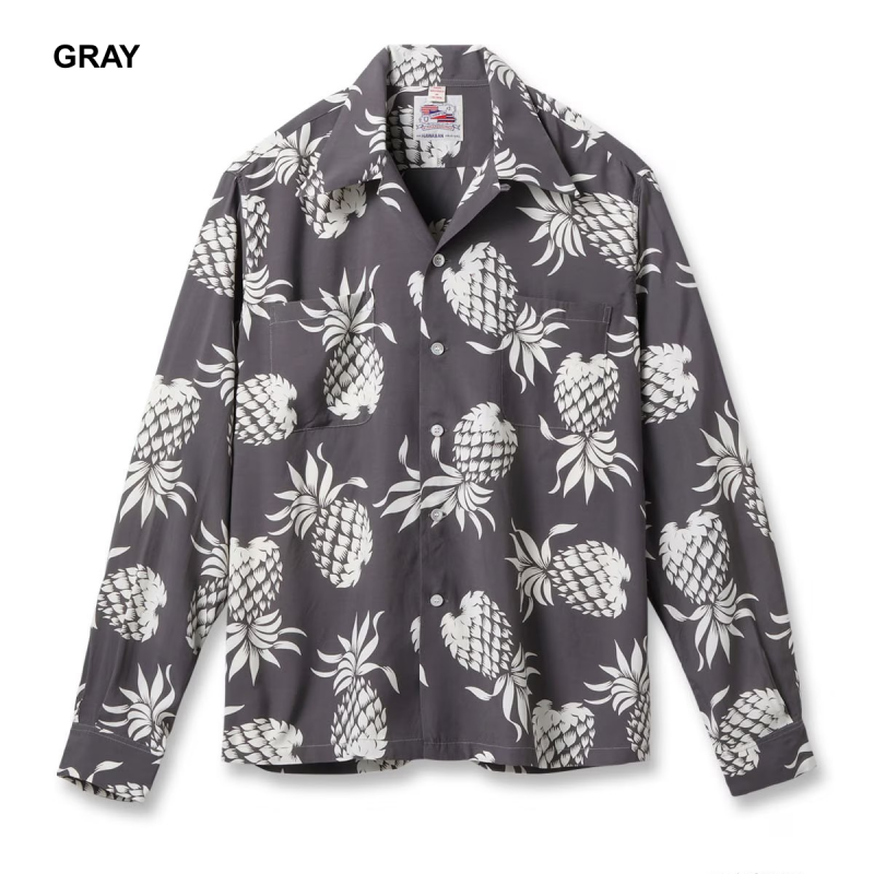 DUKE KAHANAMOKU �ǥ塼�����ϥʥ⥯��DK26793�ۡ�SPECIAL EDITION ��DUKE'S PINEAPPLE�� (LONG SLEEVE)�� �ѥ��ʥåץ� �ϥ磻���� �����ϥ���� RAYON100%