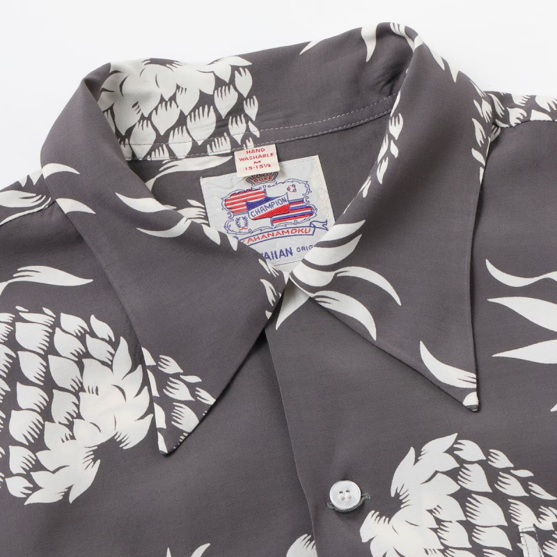 DUKE KAHANAMOKU �ǥ塼�����ϥʥ⥯��DK26793�ۡ�SPECIAL EDITION ��DUKE'S PINEAPPLE�� (LONG SLEEVE)�� �ѥ��ʥåץ� �ϥ磻���� �����ϥ���� RAYON100%