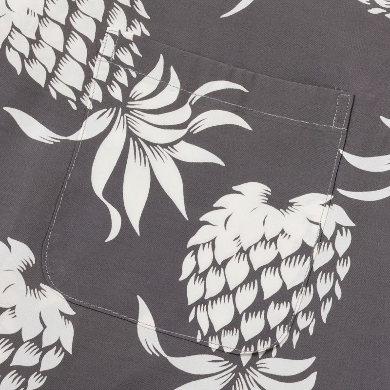 DUKE KAHANAMOKU �ǥ塼�����ϥʥ⥯��DK26793�ۡ�SPECIAL EDITION ��DUKE'S PINEAPPLE�� (LONG SLEEVE)�� �ѥ��ʥåץ� �ϥ磻���� �����ϥ���� RAYON100%