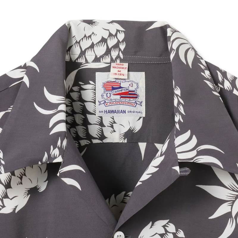 DUKE KAHANAMOKU �ǥ塼�����ϥʥ⥯��DK26793�ۡ�SPECIAL EDITION ��DUKE'S PINEAPPLE�� (LONG SLEEVE)�� �ѥ��ʥåץ� �ϥ磻���� �����ϥ���� RAYON100%