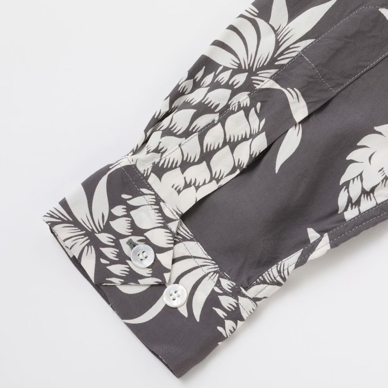 DUKE KAHANAMOKU �ǥ塼�����ϥʥ⥯��DK26793�ۡ�SPECIAL EDITION ��DUKE'S PINEAPPLE�� (LONG SLEEVE)�� �ѥ��ʥåץ� �ϥ磻���� �����ϥ���� RAYON100%