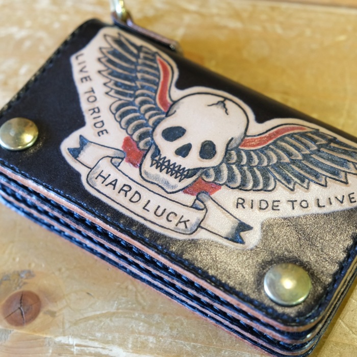 LOOSE NEEDLE Tattooing Leathers �롼���ˡ��ɥ륿�ȥ������󥰥쥶������MIDLE TRUCKER WALLET�ۥߥɥ�ȥ�å�������å� ���� ���ɥ�쥶��