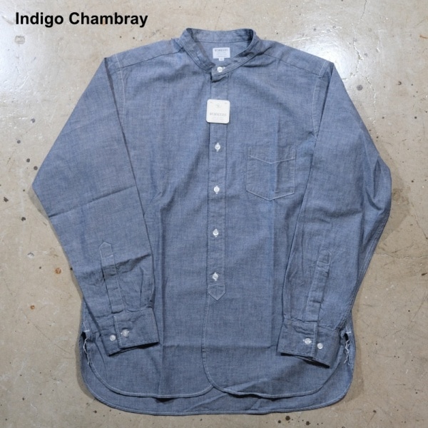 WORKERS ���������Band Collar Shirt�ۥХ�ɥ��顼����� Ĺµ ���å��� �����֥졼 COTTON100��