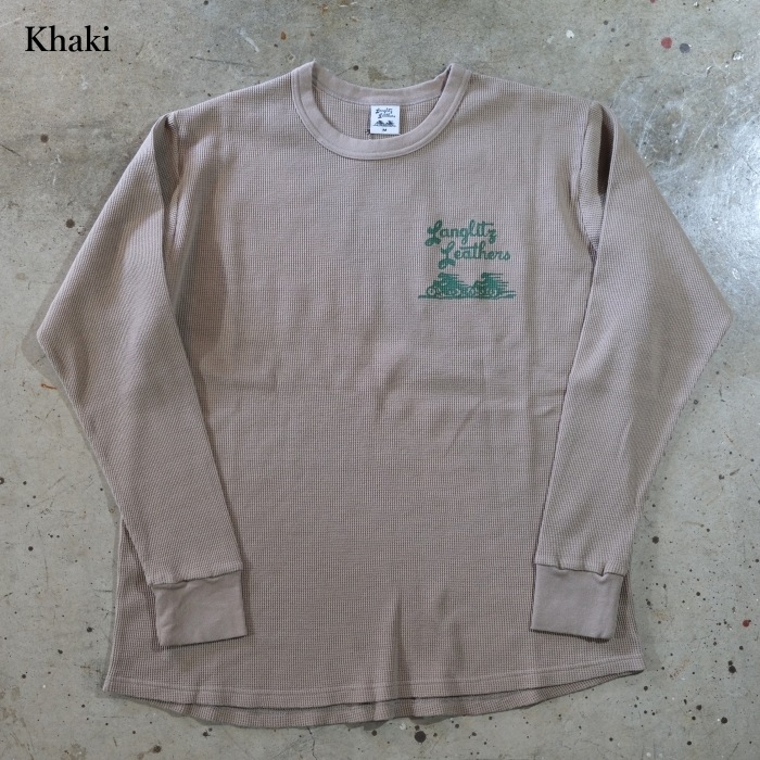 Langlitz Leathers ��󥰥�åĥ쥶������Waffle Long Sleeve T-shirt�ۡ�TYPE A�ۥ�åե�ĹµT����� �����ޥ� ����TEE COTTON100% �������ܥǥ�