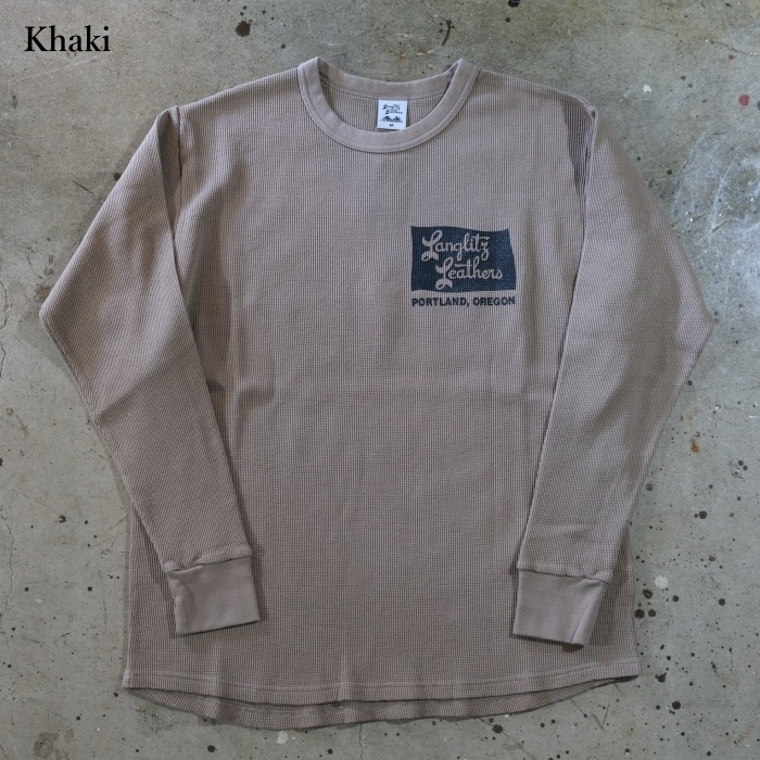 Langlitz Leathers ��󥰥�åĥ쥶������Waffle Long Sleeve T-shirt�ۡ�TYPE O�ۥ�åե�ĹµT����� �����ޥ� ����TEE COTTON100% �������ܥǥ�