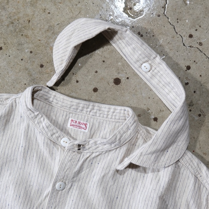 TCB jeans �ƥ��������ӡ������󥺡�Detachable Collar Work Shirt��Beige Stripe��ۥǥ��å���֥륫�顼�������� ���åȥ��ͥ� ��곰����ǽ�� ������