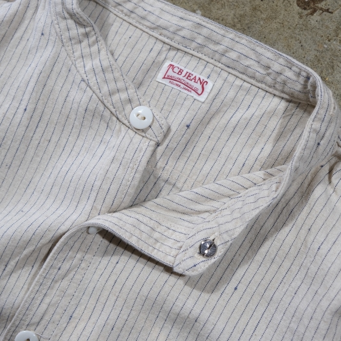 TCB jeans �ƥ��������ӡ������󥺡�Detachable Collar Work Shirt��Beige Stripe��ۥǥ��å���֥륫�顼�������� ���åȥ��ͥ� ��곰����ǽ�� ������