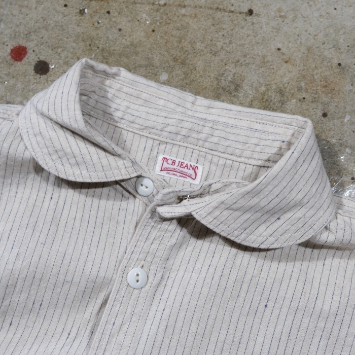 TCB jeans �ƥ��������ӡ������󥺡�Detachable Collar Work Shirt��Beige Stripe��ۥǥ��å���֥륫�顼�������� ���åȥ��ͥ� ��곰����ǽ�� ������