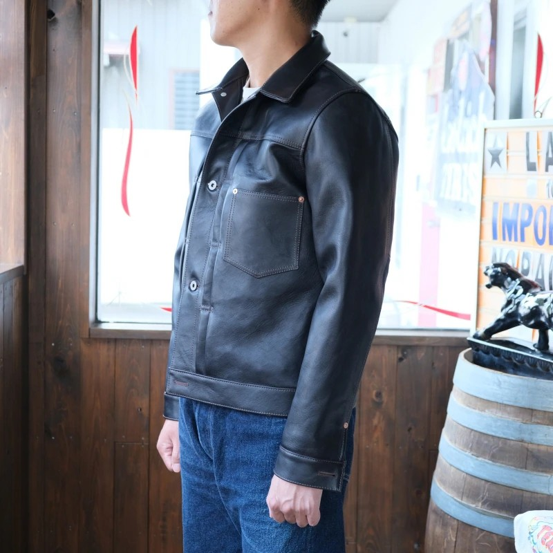 Y'2 LEATHER �磻�ġ��쥶����EB-140-T�ۡ�ECO HORSE TEA-CORE WWII Type G�����ۢ�44XXL��㥨���ۡ��� ���BLACK�������ǥ� �ϳ� MADE IN JAPAN