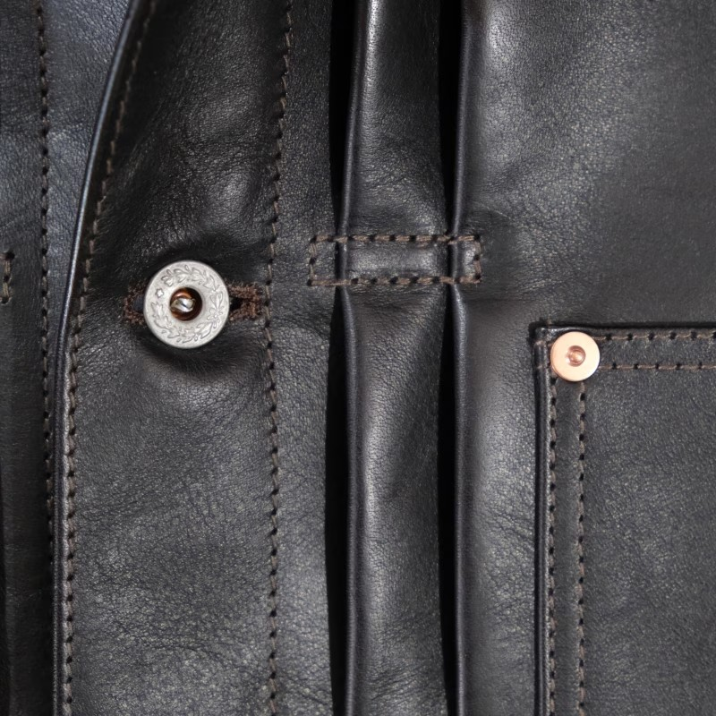 Y'2 LEATHER �磻�ġ��쥶����EB-140-T�ۡ�ECO HORSE TEA-CORE WWII Type G�����ۢ�44XXL��㥨���ۡ��� ���BLACK�������ǥ� �ϳ� MADE IN JAPAN