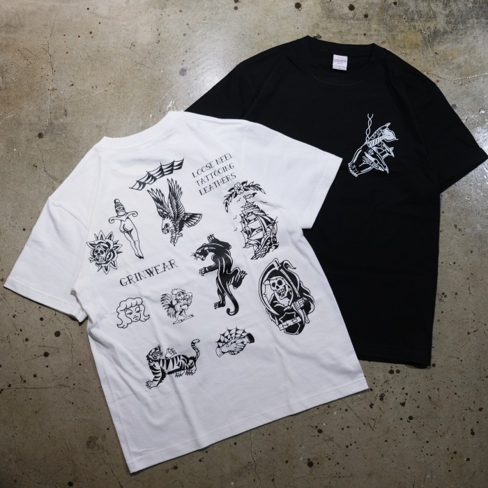 LOOSE NEEDLE��GRIN WEAR �롼���ˡ��ɥ������󥦥�����PRINT S/S T-Shirts�ۥץ���ȾµT����� ���ȥ����ǥ����� ���֥�͡��� COTTON100��