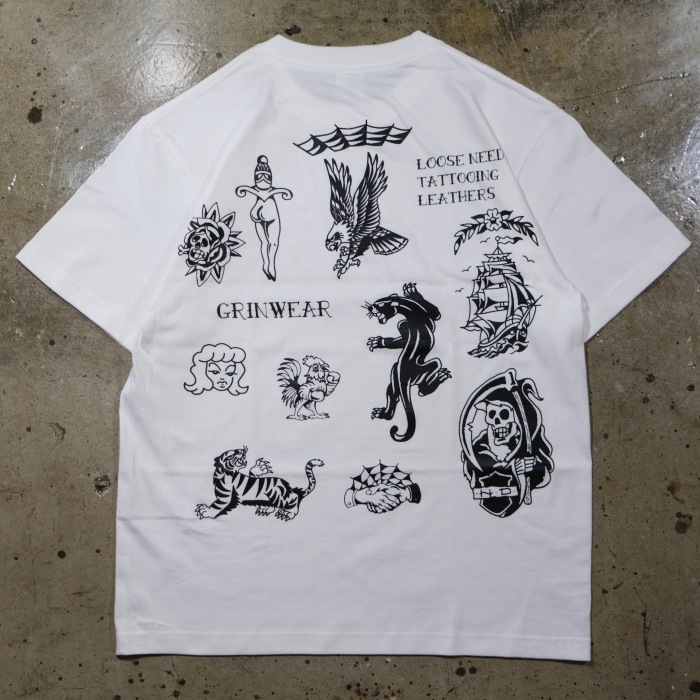 LOOSE NEEDLE��GRIN WEAR �롼���ˡ��ɥ������󥦥�����PRINT S/S T-Shirts�ۥץ���ȾµT����� ���ȥ����ǥ����� ���֥�͡��� COTTON100��