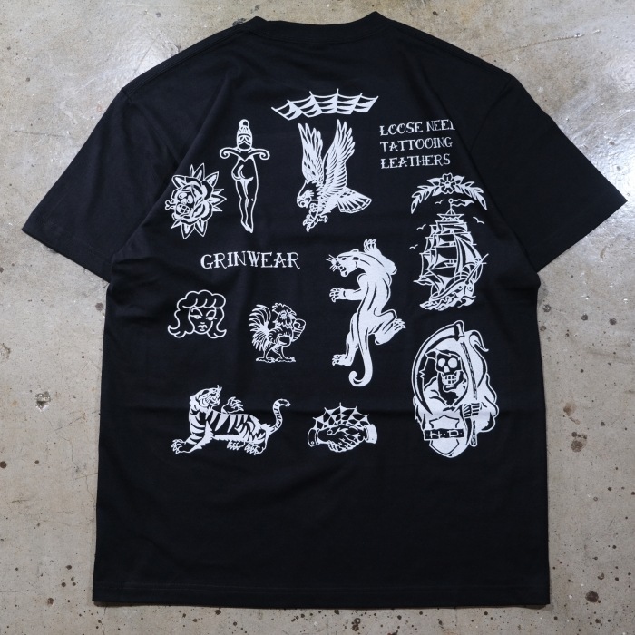 LOOSE NEEDLE��GRIN WEAR �롼���ˡ��ɥ������󥦥�����PRINT S/S T-Shirts�ۥץ���ȾµT����� ���ȥ����ǥ����� ���֥�͡��� COTTON100��