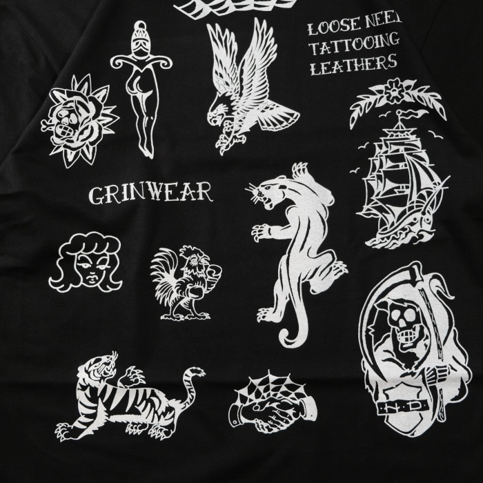LOOSE NEEDLE��GRIN WEAR �롼���ˡ��ɥ������󥦥�����PRINT S/S T-Shirts�ۥץ���ȾµT����� ���ȥ����ǥ����� ���֥�͡��� COTTON100��