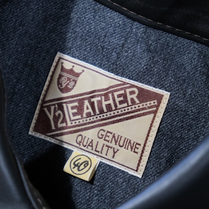 Y'2 LEATHER �磻�ġ��쥶����FC-77�ۡ�FADED HORSE CAR COAT�ۢ�44XXL���BLACK(TEACORE)�� �ۡ����ϥ��ɥ��������� ��� MADE IN JAPAN