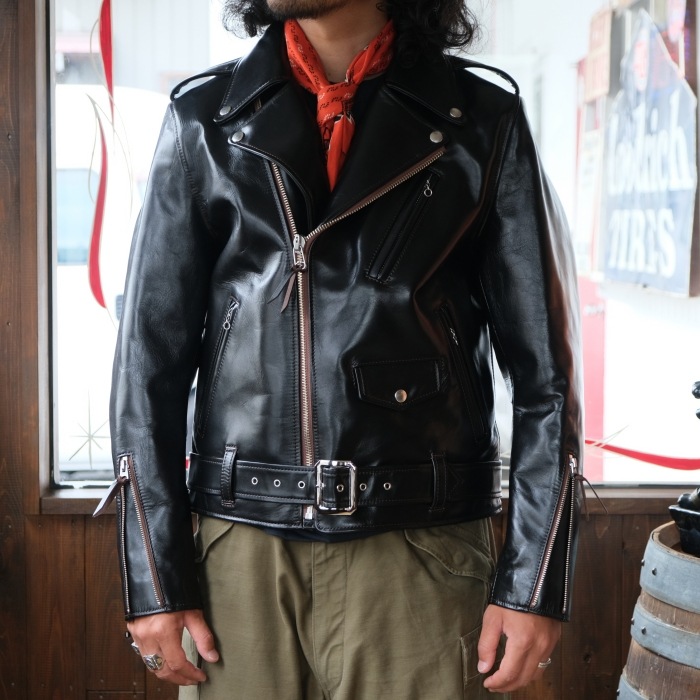 Y'2 LEATHER �磻�ġ��쥶����PR-58�ۡ�VINTAGE HORSE LIGHT DOUBLE BREASTED MORTORCYCLE JACKET�ۥӥ�ơ����ۡ����饤�ȥ��֥�饤������ �ϳ� ������