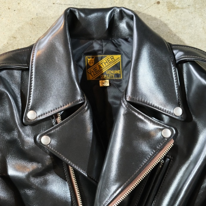 Y'2 LEATHER �磻�ġ��쥶����PR-58�ۡ�VINTAGE HORSE LIGHT DOUBLE BREASTED MORTORCYCLE JACKET�ۥӥ�ơ����ۡ����饤�ȥ��֥�饤������ �ϳ� ������