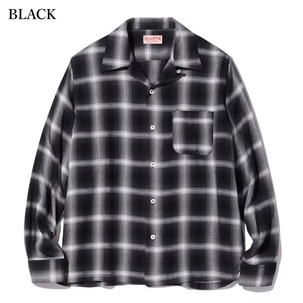 SUGAR CANE ���奬�������� ��SC29120�ۡ�RAYON OMBRE CHECK OPEN SHIRT�ۥ졼��󥪥�֥졼�����å������ץ󥷥�� ���� Ĺµ����� ������
