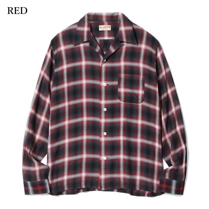 SUGAR CANE ���奬�������� ��SC29120�ۡ�RAYON OMBRE CHECK OPEN SHIRT�ۥ졼��󥪥�֥졼�����å������ץ󥷥�� ���� Ĺµ����� ������