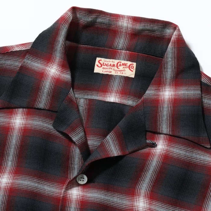 SUGAR CANE ���奬�������� ��SC29120�ۡ�RAYON OMBRE CHECK OPEN SHIRT�ۥ졼��󥪥�֥졼�����å������ץ󥷥�� ���� Ĺµ����� ������
