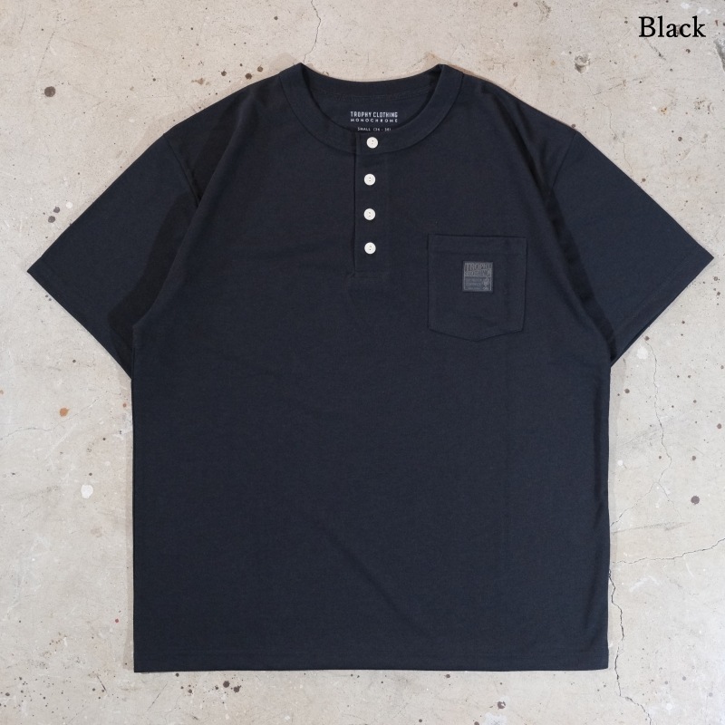 TROPHY CLOTHING ȥե󥰡TE-19ۡ"MONOCHROME" RD Henley TeeۥΥإ꡼T إ꡼ͥå  ⵡǽǺ MADE IN JAPAN