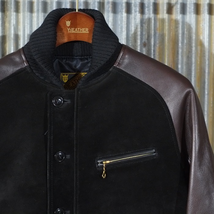 Y'2 LEATHER �磻�ġ��쥶����TB-136�ۡ�STEER SUEDE��STEER OIL RIB JKT�ۥ��ƥ��������ɣ����ƥ������� ��֥��㥱�å� ���� ������