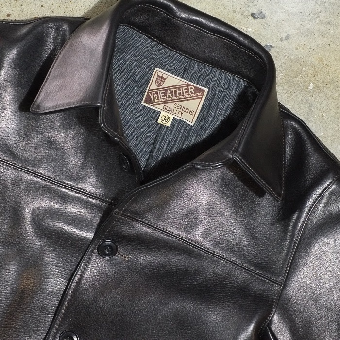 Y'2 LEATHER �磻�ġ��쥶����EC-76�ۡ�ECO HORSE 30��S CAR COAT��BLACK��ۢ㥨���ۡ����䥫�������� �쥶���ϡ��ե����� �ϳ� ������