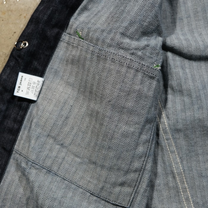 TCB jeans �ƥ��������ӡ������󥺡�Cathartt Chore Coat Denim Herringbone�ۥǥ˥�إ��ܡ��󥫥С������� ����åȥϡ��� ���åȥ�100% ������