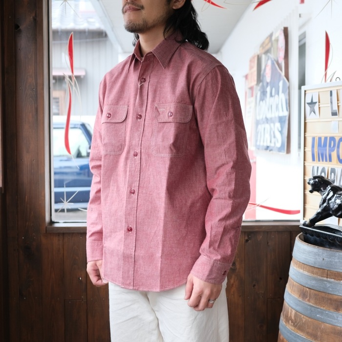 SUGAR CANE ���奬�������� ��SC29682�ۡ�RED CHAMBRAY WORK SHIRT (LONG SLEEVE)��Ĺµ�������� �����֥졼���� ���ܿ˴���˥������ ������ COTTON100%