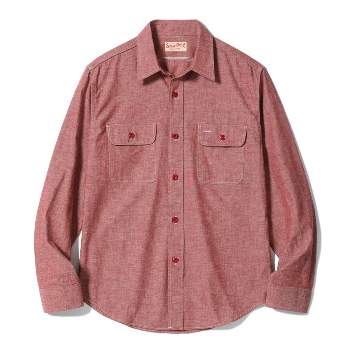 SUGAR CANE ���奬�������� ��SC29682�ۡ�RED CHAMBRAY WORK SHIRT (LONG SLEEVE)��Ĺµ�������� �����֥졼���� ���ܿ˴���˥������ ������ COTTON100%