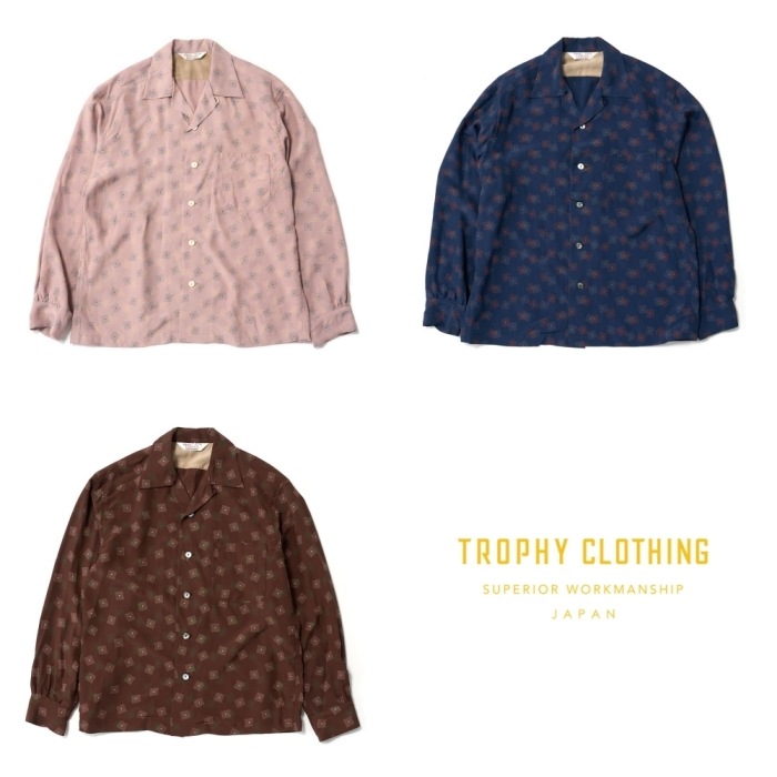 TROPHY CLOTHING �ȥ��ե������������󥰡�TR26SS-405�ۡ�Town Craft Rayon L/S Shirt�ۥ����󥯥�եȥ졼���L/S����� Ĺµ���ߥ���� Rayon100%