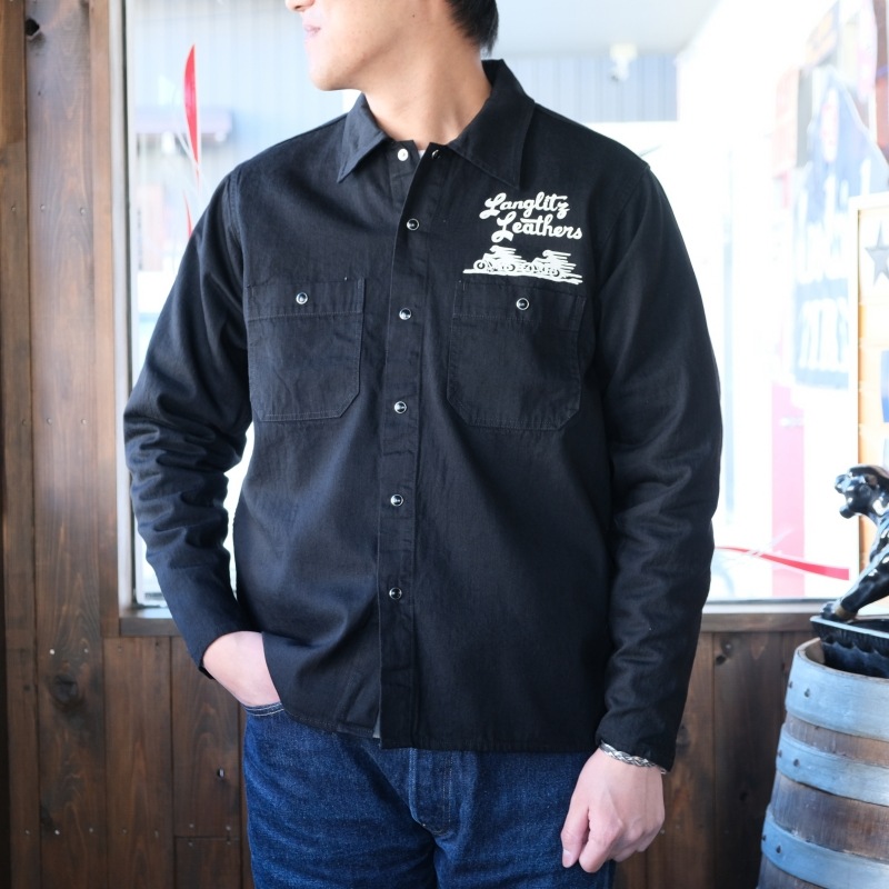 Langlitz Leathers 󥰥åĥ쥶Denim Long Sleeve Work ShirtsۢTypeAץȢ ǥ˥ L/S   8oz 