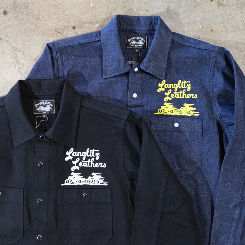 Langlitz Leathers 󥰥åĥ쥶Denim Long Sleeve Work ShirtsۢTypeAץȢ ǥ˥ L/S   8oz 