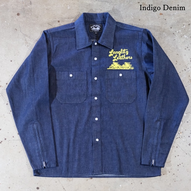 Langlitz Leathers 󥰥åĥ쥶Denim Long Sleeve Work ShirtsۢTypeAץȢ ǥ˥ L/S   8oz 