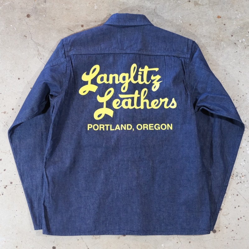 Langlitz Leathers 󥰥åĥ쥶Denim Long Sleeve Work ShirtsۢTypeAץȢ ǥ˥ L/S   8oz 